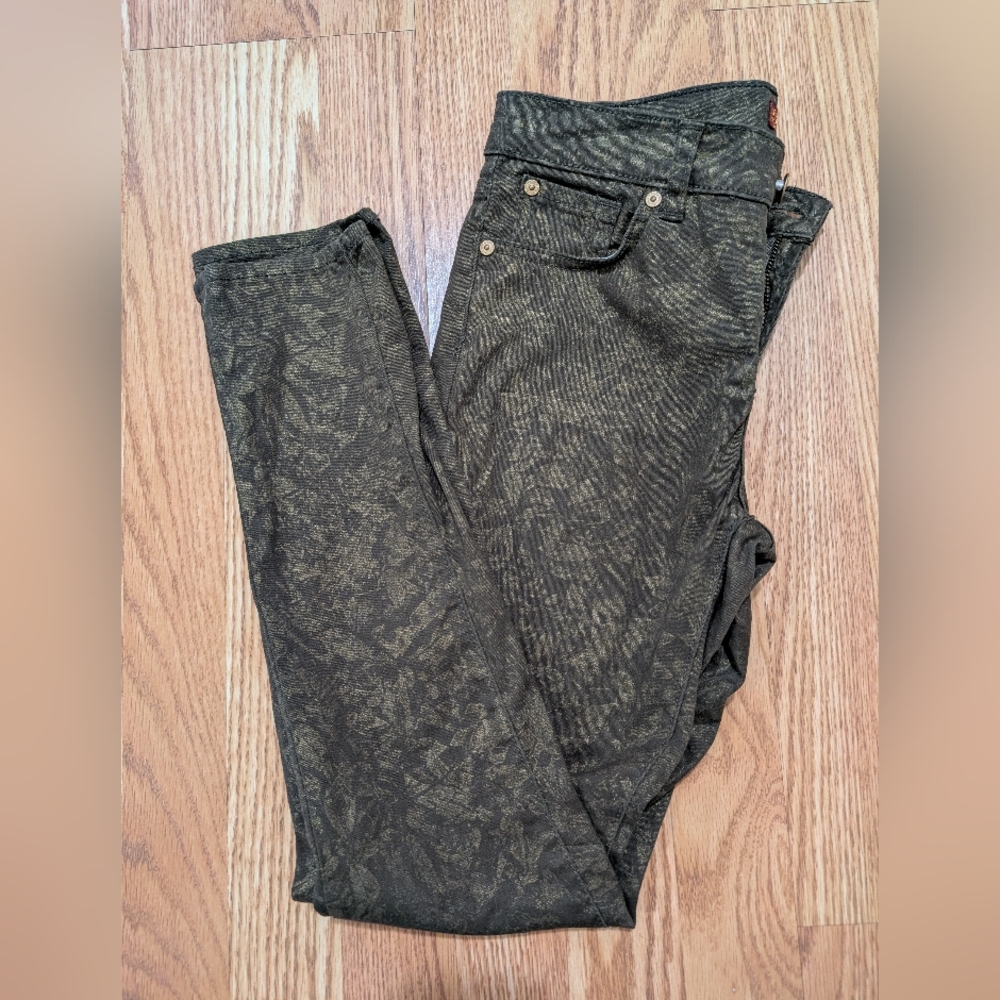 7 For All Mankind Girls Jeans 14 Skinny Second Skin Legging Stretch Gold Leaf